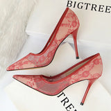 Zingj Sexy Show Thin High Heels Women's Shoes Thin Heel High Heel Shallow Pointed Mesh