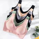 Push Up Vest Bra Women Seamless Underwear Solid Lace Soft Comfortable Sleep Top With Chest Padded Bras For Women M L XL