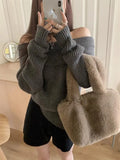 Solid Off Shoulder Knit Sweater- Outfit