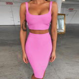 2pc Skirt Set For Women Sexy Crop Top And High Waist Skirt Outfits 2022 Summer Lady Orange Club Party Dress Set