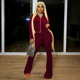 Velvet Casual Women Tracksuit 2 Piece Set Long Sleeve Zipper Sweatshirt Top+Bandage Straight Pants Female