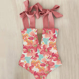 Piece Swimsuit 2021 New Cute Swimwear Women Bow Swimwear Hollow Out Bathing Suit Back crisscross Monokini