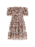 Off-shoulder Floral Printed Ruffles Mini Dress- Outfit