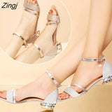 Ladies Sandals Shoes Women L Luxury High Quality Sandals Ankle Mid Heel Block Party Open Toe Square Shoes Zapatos De