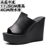 Comfortable Outside Slope And Slippers Women's Summer Fashion High-Heeling Waterproof Table Thick Bottom Pine Cake Cool Drag And Word