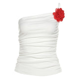 2025 New Women's Spice Girls Fashion Flowers Wearing Sexy Folds To The Back Of The Sleeveless