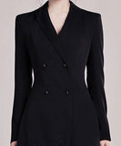 2023 new autumn notched double breasted lace pachtwork asymmetrical long jackets STYLES dress female fashion