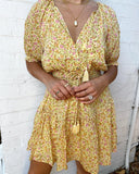 Queens Women Floral Print Tassel Elastic Waist Beach Bohemian Dresses Ladies Ruffles Rayon Boho Mini Dress