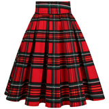 Style School Skirts Women Summer High Waist Korean Pleated Plaid Printed Girls Retro Vintage Ladies 40s 50s Midi