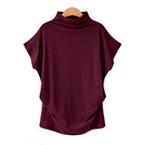 Commute Large Size Women's Half Turtleneck Batwing Sleeve Solid Color Polyester