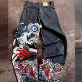Zingj Y2K Jeans Street Clothing Original Hip-Hop Vintage Neo-Gothic Baggy Jeans 1215-0-Outfit