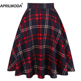Autumn Pleated Skirts 2021 Womans Saias Midi Faldas 50s 1950s Vintage Women Big Swing Housewife Rockabilly Party
