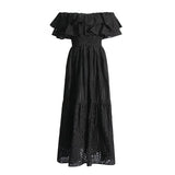 French Temperament High-End Dress 2025 Summer New Word Shoulder Lotus Leaf Side Waist Thin Dress Women