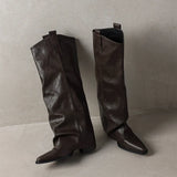 Pointed High-Heeling Trouser Boots Women 2025 Autumn And Winter New Rough And Knight Boots Can Not Match Knee
