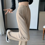 High Sense Suit Pants Female Spring And Summer 2025 New High Waist Hanging Feeling Wide Leg Pants Loose Thin Narrow Version Of The Floor Trousers-Outfit