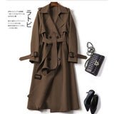 Zingj Female In The Long 2024 Spring And Autumn New Korean Version Of Large Size Popular British Wind Coat Over The Knee Black Coat