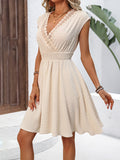 Women's Clothing 2025 Spring And Summer French Holiday Fascling Lace Hollow V-Collar Dress Clip Small Swing A