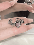 Pink Heart Pattern Cuff Ring-Outfit