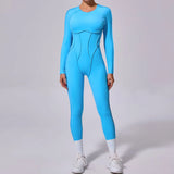 Zingj Sha New Winter Integrated Sports Yoga Suit Bare Back Tight Long Sleeve Trousers Jumpsuit 10122-Outfit
