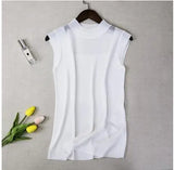 Out Tank Tops Women Summer Lce Silk Sexy Knitted Vest Top Sleeveless Casual Korean Tops Elasticity Solid Slim