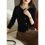Year Spring And Autumn New Style Small Fragrant Wind Nail Bead Set Diamond Slim Ice Silk Knit Cardigan Female