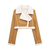 New Autumn And Winter Double-Sided Locomotive Jacket Jacket Women's Short-Colored Zipper