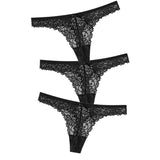 Sexy Lace Thong Low Waist Lace Transparent Panties Women Hollow out Breathable G String Briefs Bow Underwear