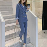 Fashion Women Blazer Pants Two-Piece Set Office Lady Slim Pants Suits Female Fashion Blazer