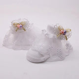 Pair Baby Girl Cute Socks Cotton Lace Bow Floral Print Socks Princess Party Toddler Children