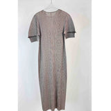Folds 2025 New High-Grade Solid-Colored Round Collar Folded Dress Loose Fashion Comfortable Casual