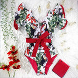 Sexy One Piece Swimsuit Women Swimwear Push Up Monokini Ruffle Swim Suit Bathing Suit Summer Beach Wear