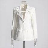 Fashion Commuting Style Suit 2025 New Texture V-Neck Design White High-End Blazer