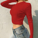 Zingj Style Women's Wear 2024 Spring New Fashion Logo Featured Chest T-Shirt Slim Slim Short Top-Outfit