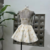 Waist Wave Point Tampering With Printed Bra Short Skirt With Flowers Can Be Sweet Can Want Early Spring Fluffy