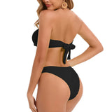 2025 New Solid Fashion Sexy Breast-Wearing Bikini Split Lady Swimsuit