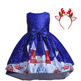 Christmas Dress Xmas Party Dresses 4-10 Y Vestido Natal Red Clothing New Years Dresses girls Free Band Halloween