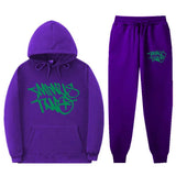 Popular Letter Gothic Print Hoodies Sweatpants Men Y2K New Street Hip Hop Fashion Sports Suit Unisex Casual Loose