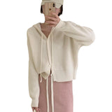 Zingj New Gentle Wind Small Hooded Short Knitting Sweater Women Loose Show Thin Long-Sleeved Jacket Tide-Outfit