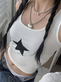 Star Embroidered Rib Cropped Tank Top- Outfit