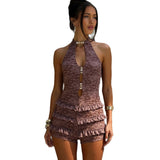 Summer New Women's Sexy Hottie Fashion Hanging Back Hollow Short