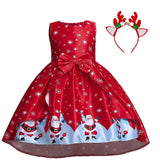 Christmas Dress Xmas Party Dresses 4-10 Y Vestido Natal Red Clothing New Years Dresses girls Free Band Halloween