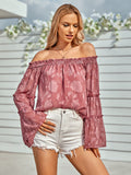 Women's New Casual Solid Color Shoulder Long Sleeved Chiffon Top