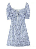Ditsy Floral Short-Sleeve Mini Dress-Outfit
