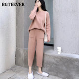Sweater Tracksuit O-neck Pullovers & High Waist Pants Women Sweater Sets Knitted Set Autumn Winter Knitted 2 Pieces