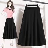 Zingj Plus Size Women's Wear New Summer High Waist Skirt In A Long Pendant Suit Half Skirt A-Line Skirt-Outfit