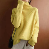 And Winter Sweater Women's High-Necked Hooded Ragged Sweater With A Solid Color Loose Lazy Bottom