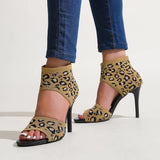 Zingj Fall 2023 High Heel Sandals Female Leopard Print Toe Toe Sexy Fashion Plus Size