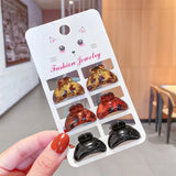 New Women Girls Vintage Elegant Leopard Small Acrylic Hair Claws Geometric Hair Clips Headband Fashion Hair
