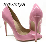 fashion shallow 12cm high heels pumps patent leather PU sexy ladies dress party wedding club women shoes QP060