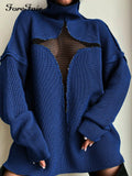 Sexy Mesh Vacation Loose Knitted Pullover